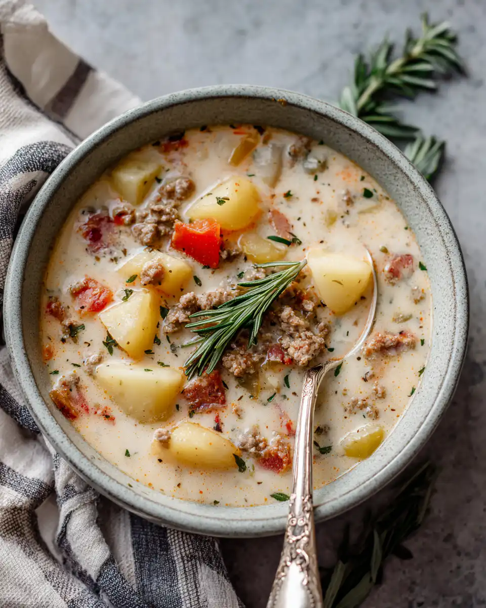 Crockpot Creamy Potato & Hamburger Soup