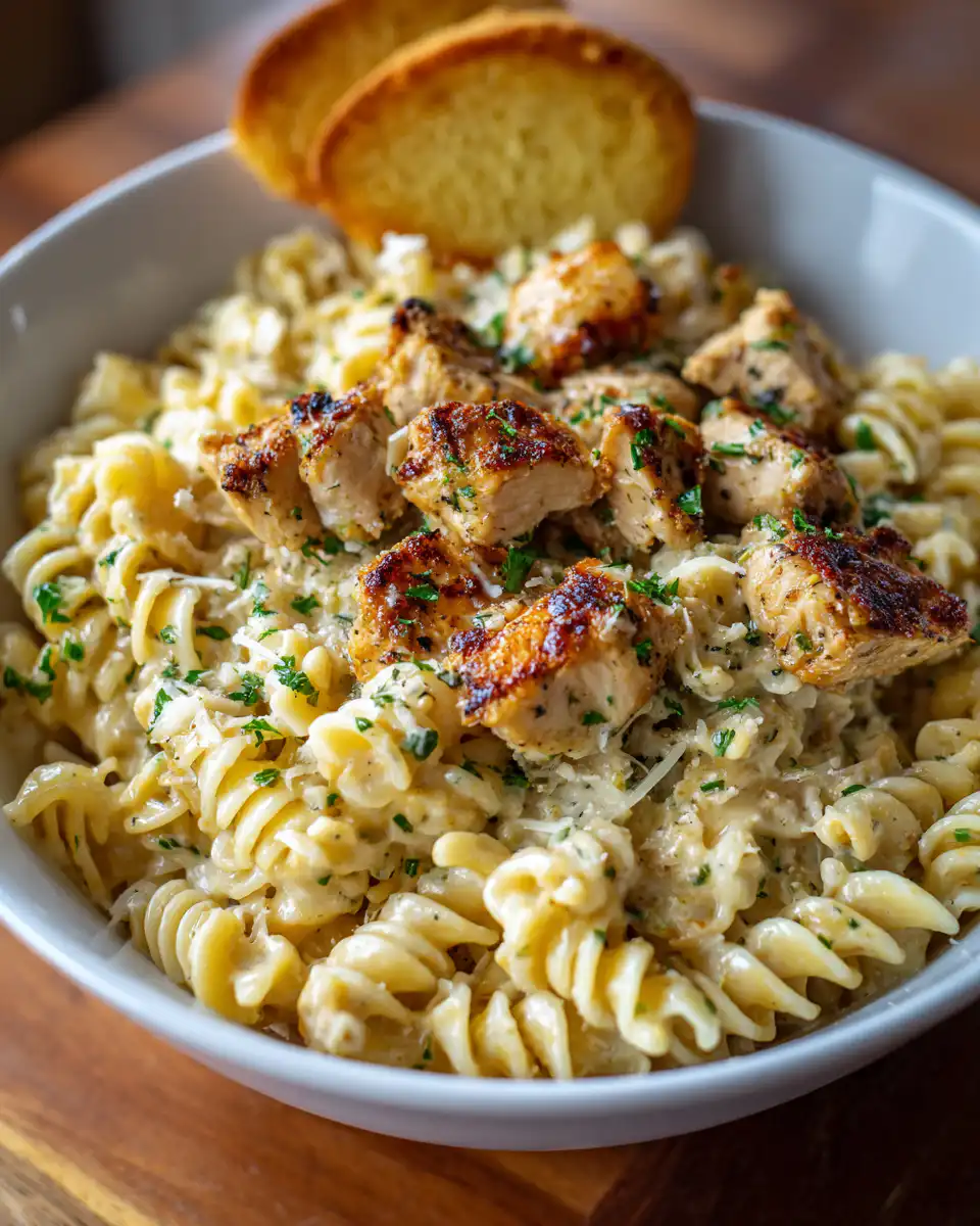 Crockpot Garlic Parmesan Chicken Pasta