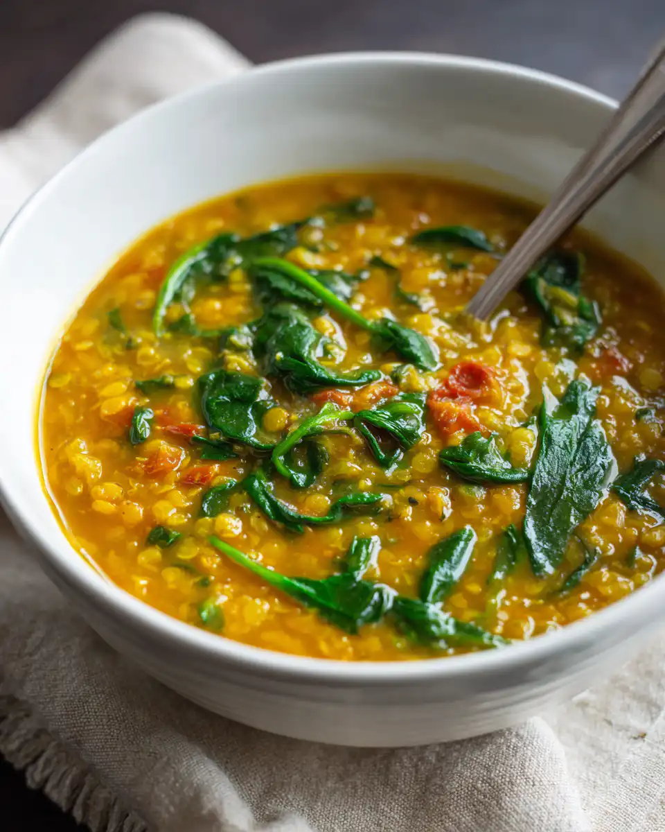 Curried Lentil Soup with Spinach