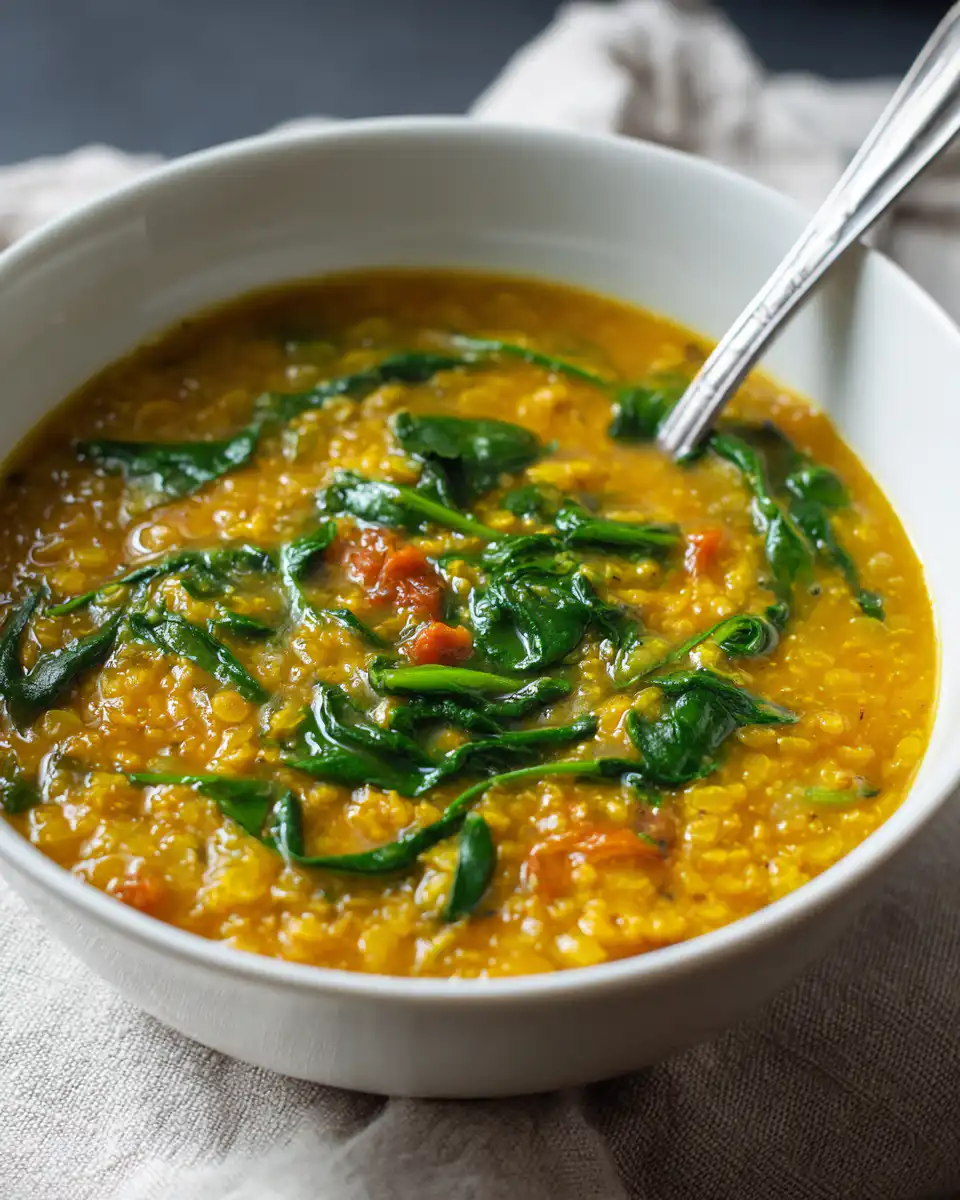 Curried Lentil Soup with Spinach