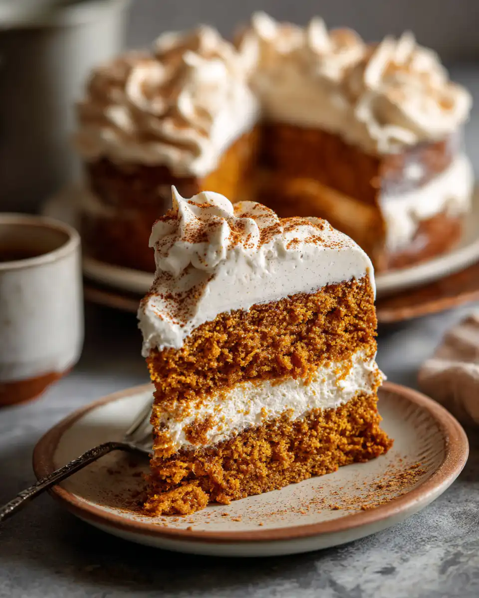 Pumpkin Cake with Whipped Cinnamon Frosting