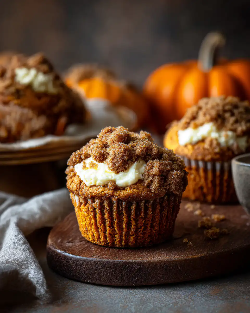 Pumpkin Streusel Muffins with Cream Cheese Filling