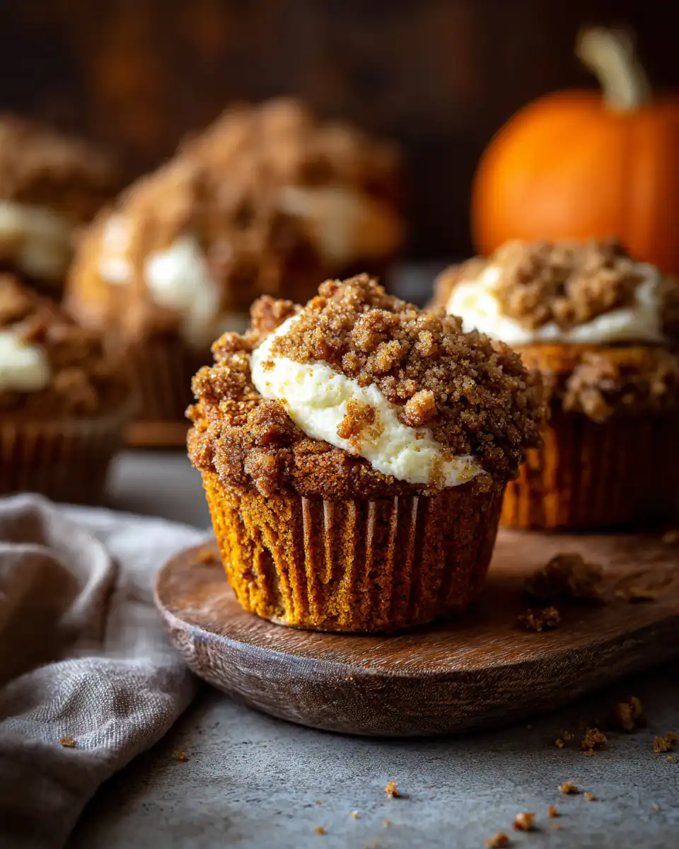 Pumpkin Streusel Muffins with Cream Cheese Filling
