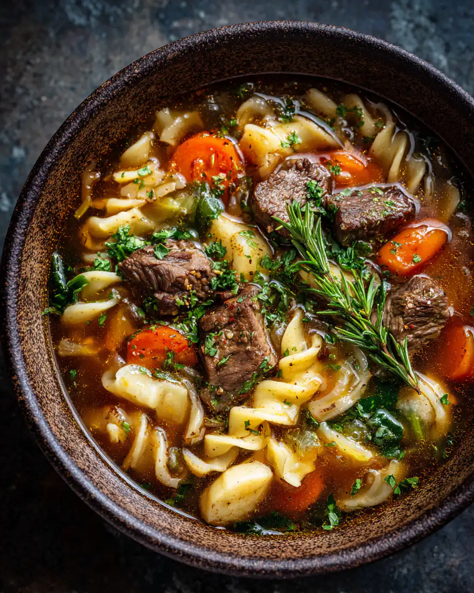 Traditional German Beef Noodle Soup