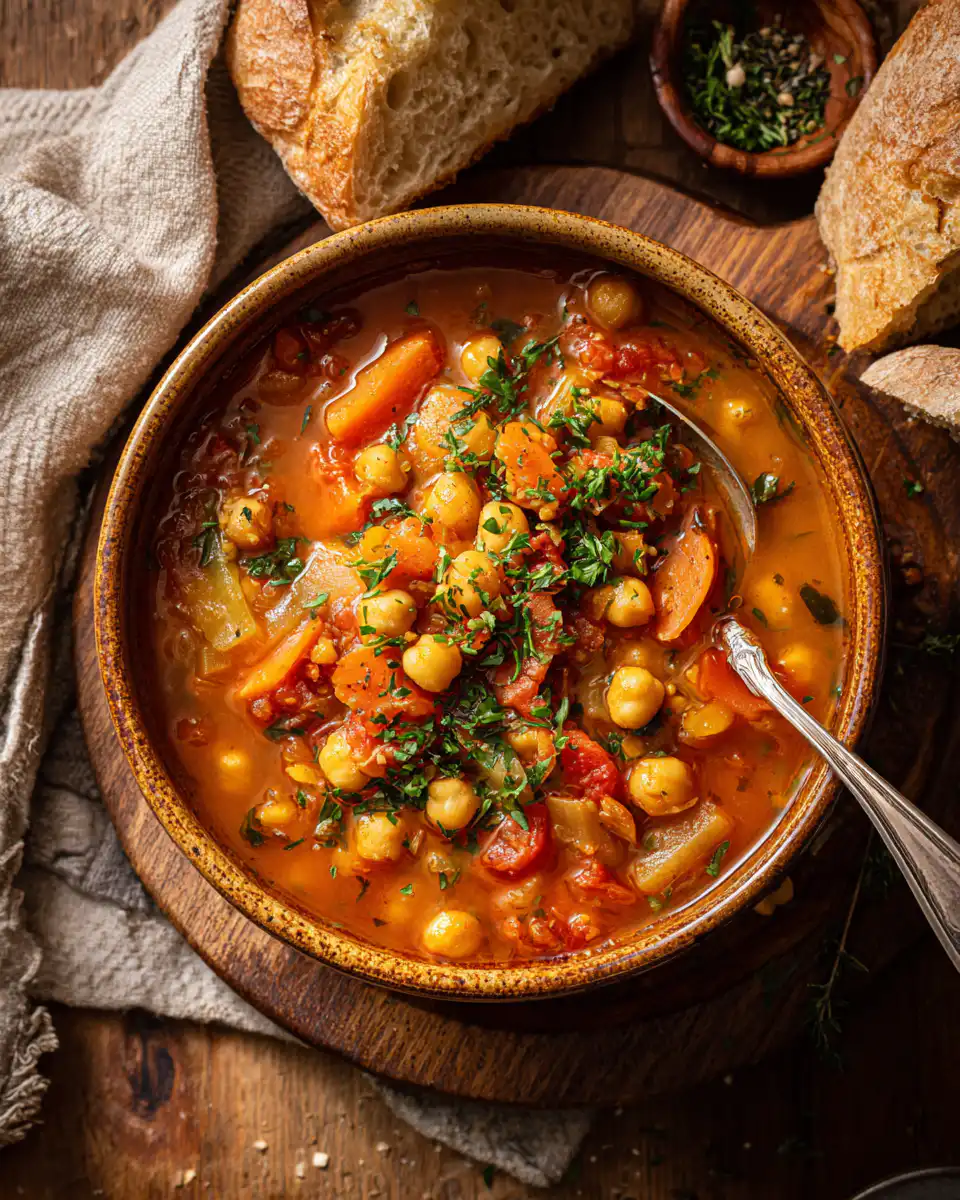 Vegan Garlic Chickpea Soup