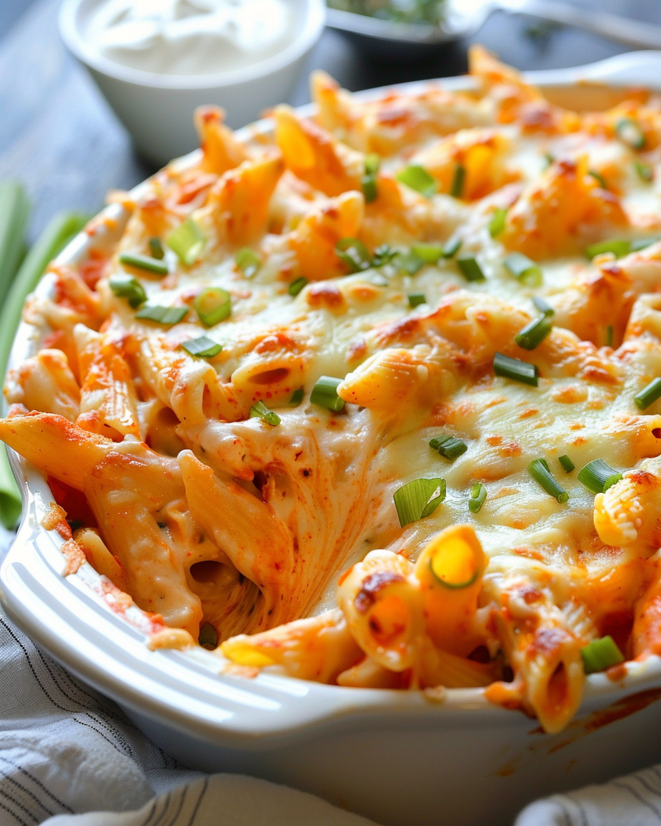 Cheesy Buffalo Chicken Pasta Bake