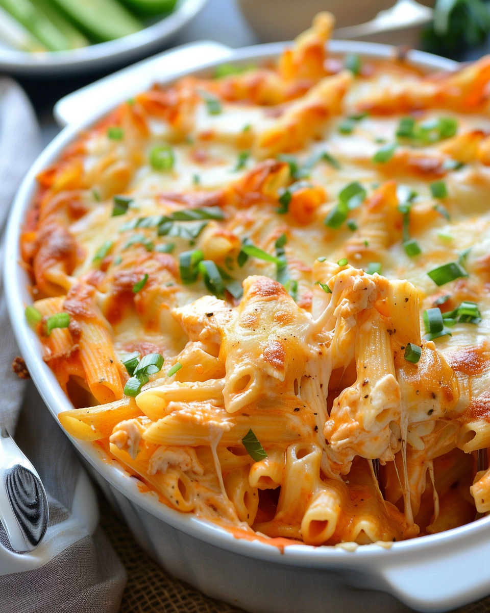 Cheesy Buffalo Chicken Pasta Bake