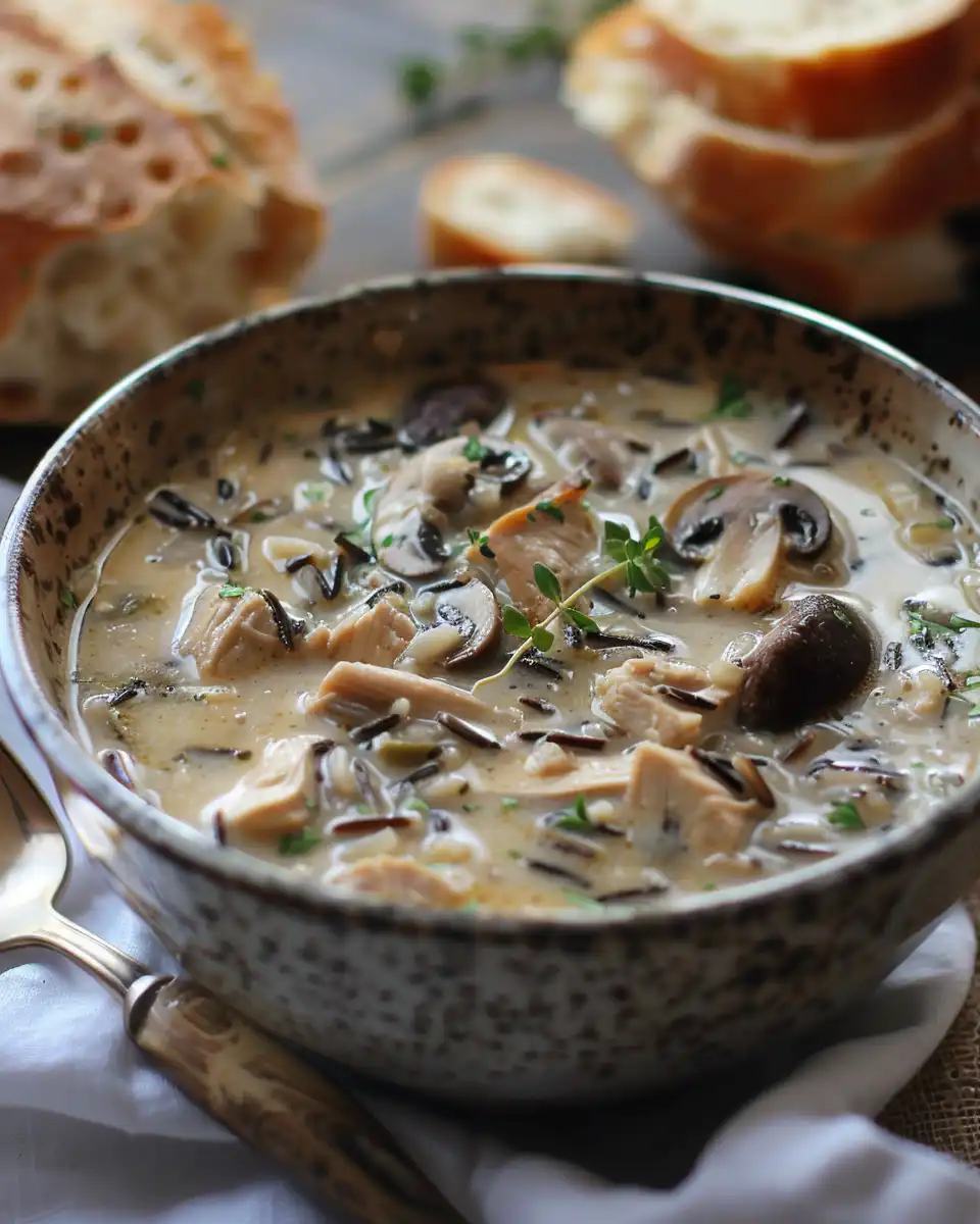Chicken & Wild Rice Soup with Mushrooms & Herbs
