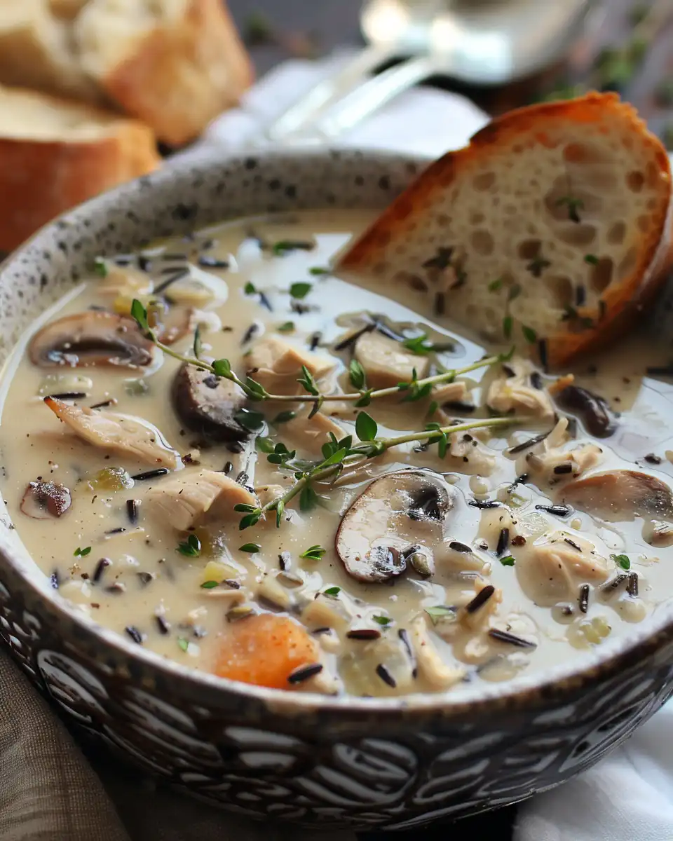 Chicken & Wild Rice Soup with Mushrooms & Herbs