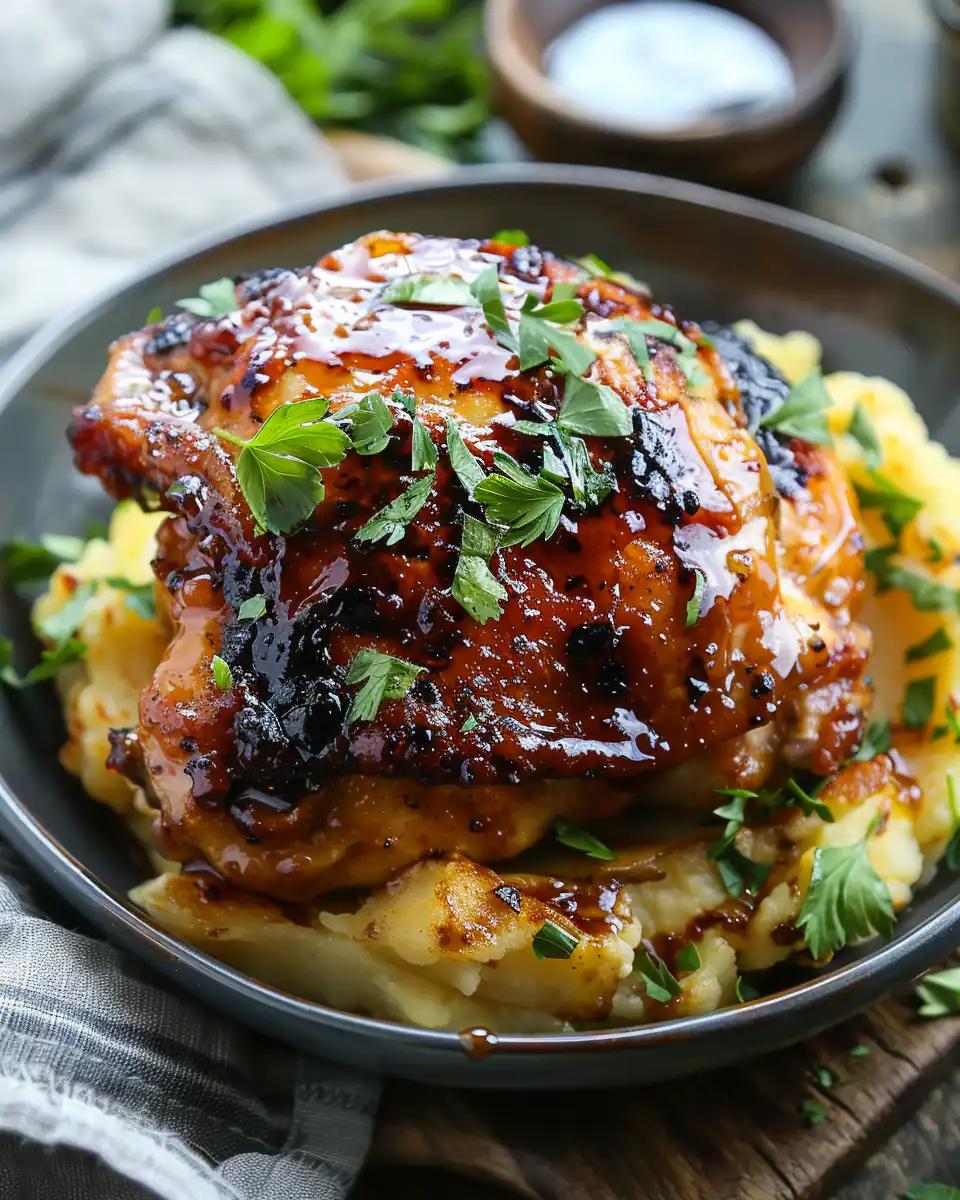Chipotle Honey Chicken Thighs with Smoked Gouda Mashed Potatoes