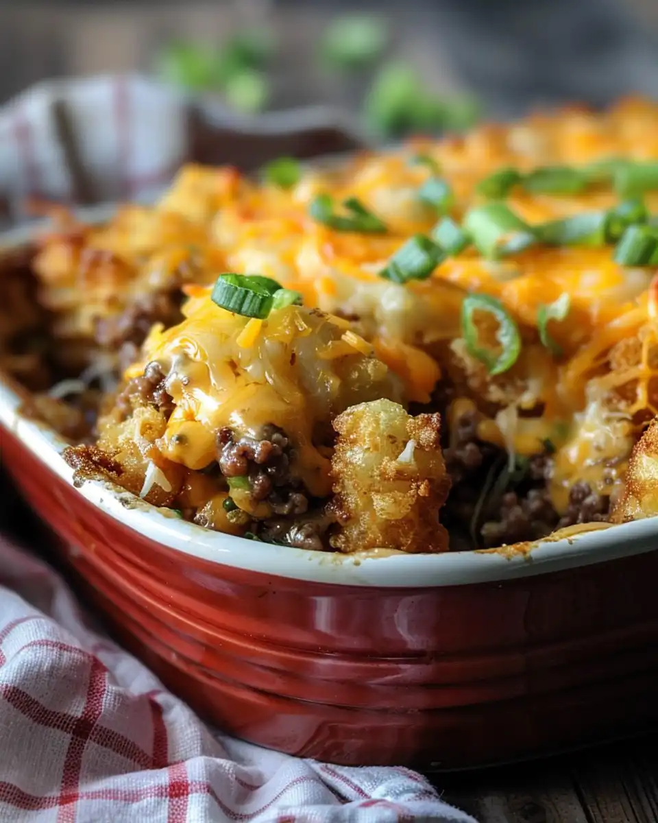 Crispy Cheeseburger Tater Tot Casserole
