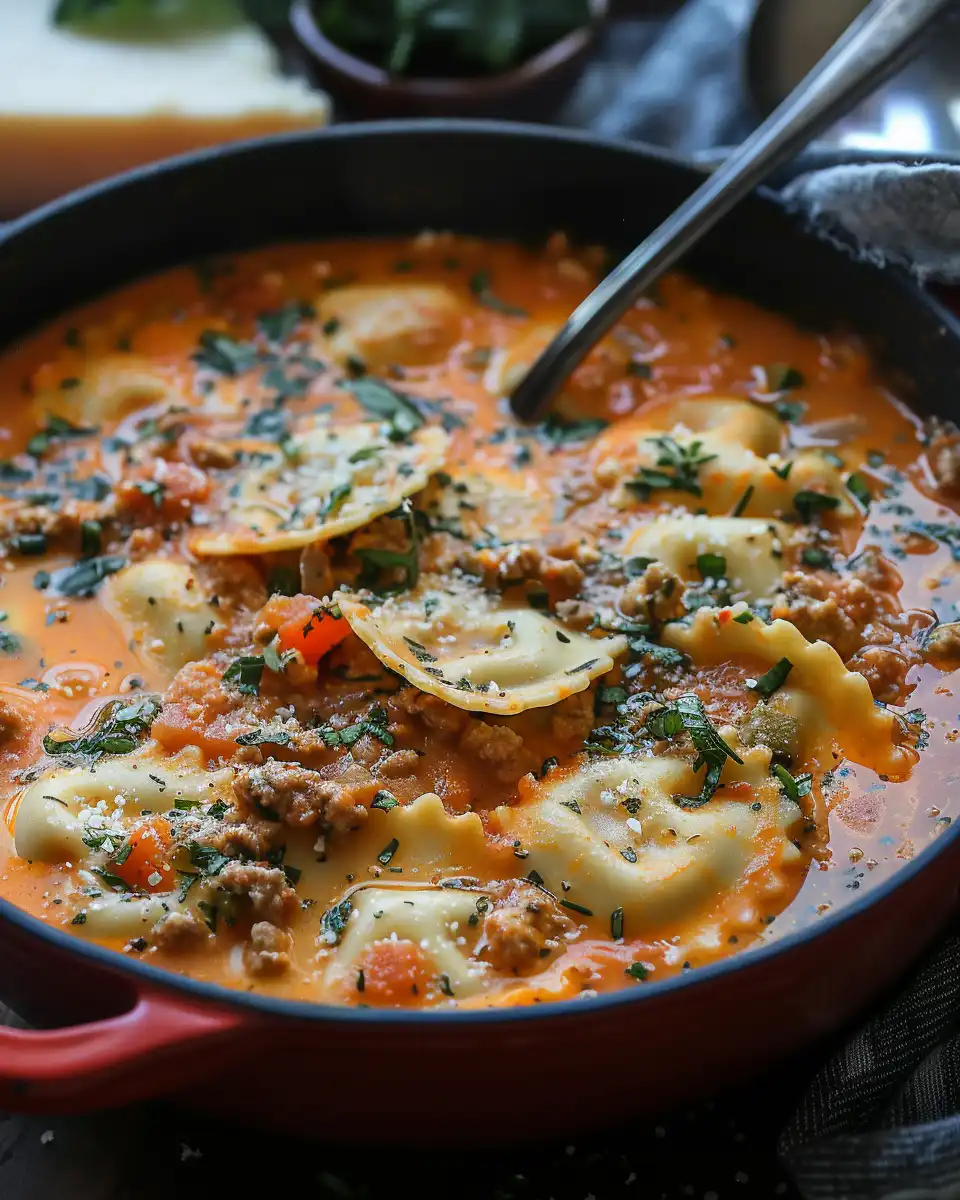 Dutch Oven Ravioli Soup