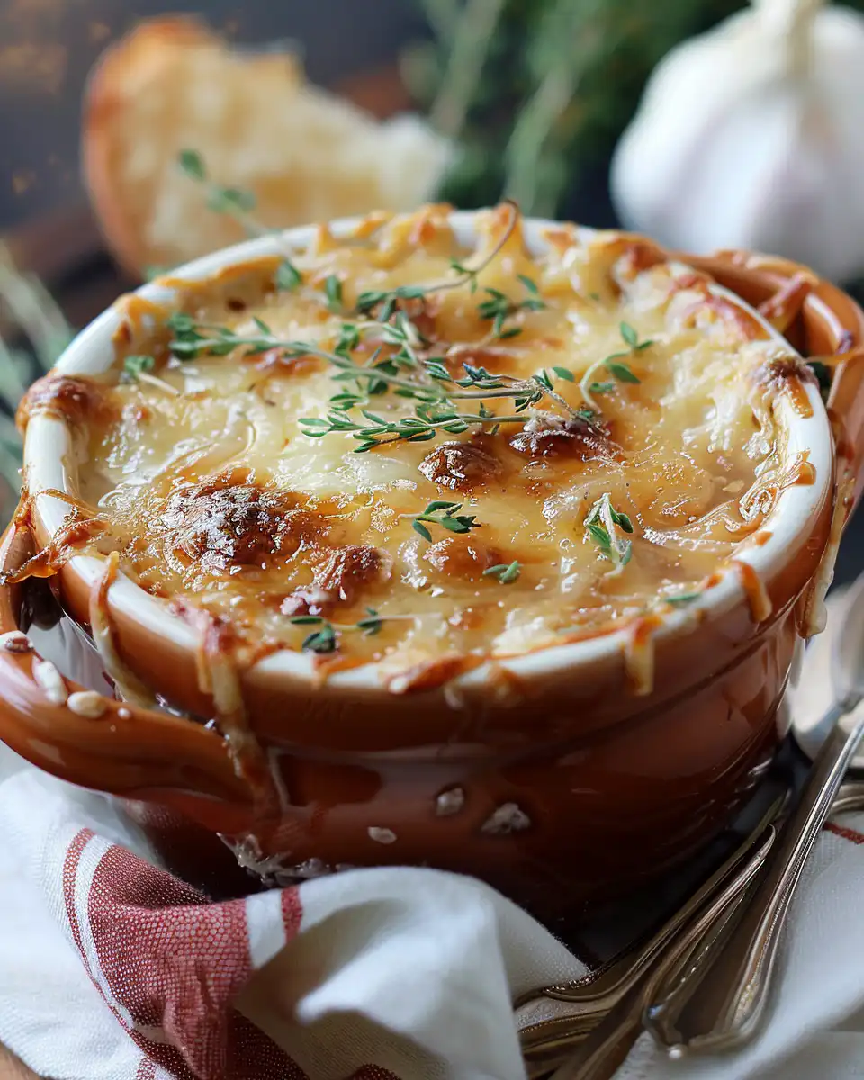 French Onion Soup with Caramelized Onions & Gruyère