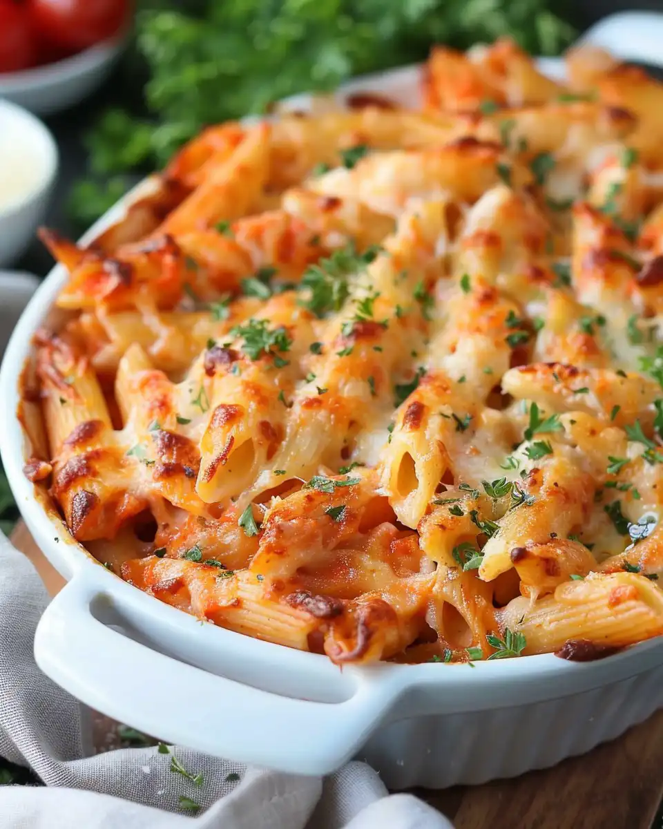 Garlic Parmesan Chicken Pasta Bake
