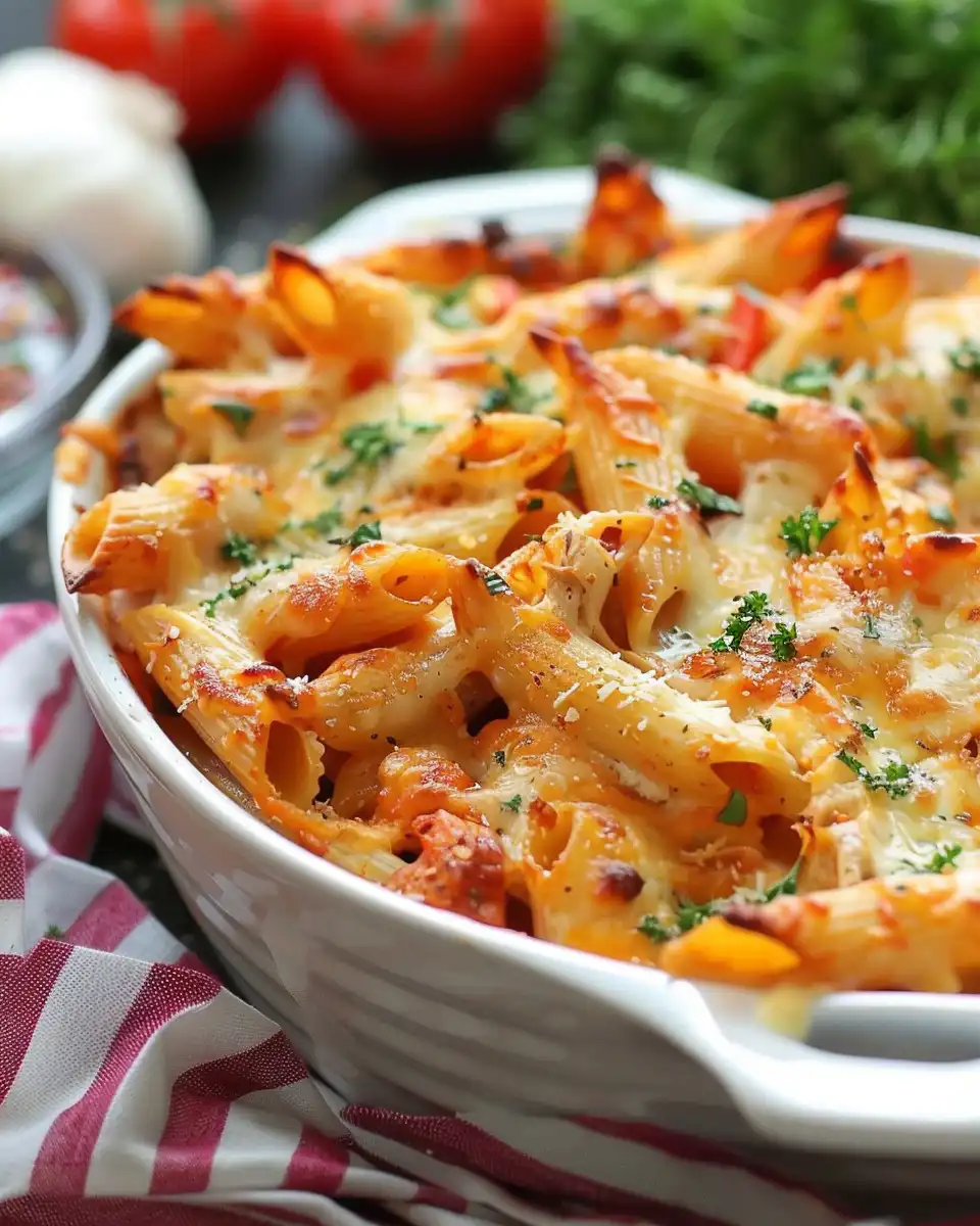 Garlic Parmesan Chicken Pasta Bake