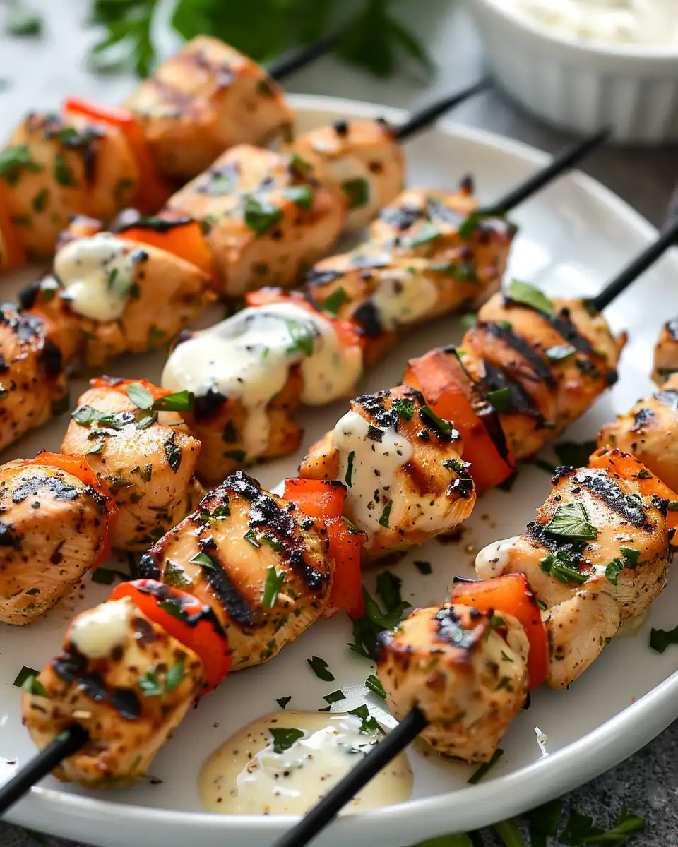 Grilled Chicken Bites with Creamy Garlic Sauce
