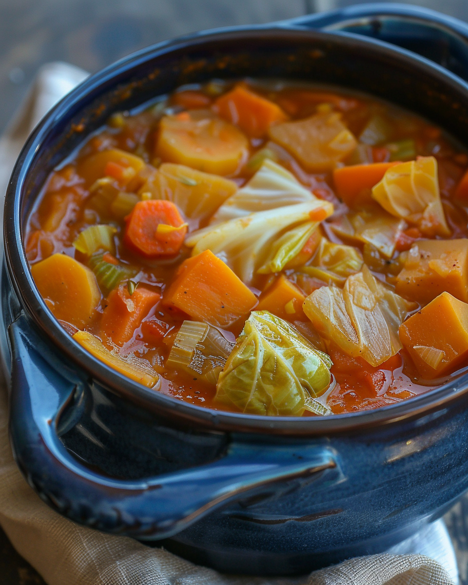 Hearty Vegetable Soup with Cabbage & Sweet Potatoes