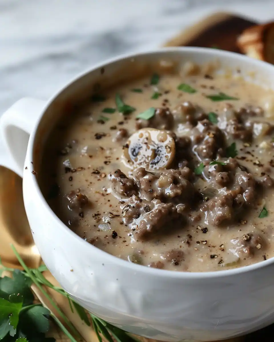 Keto Cauliflower & Hamburger Soup