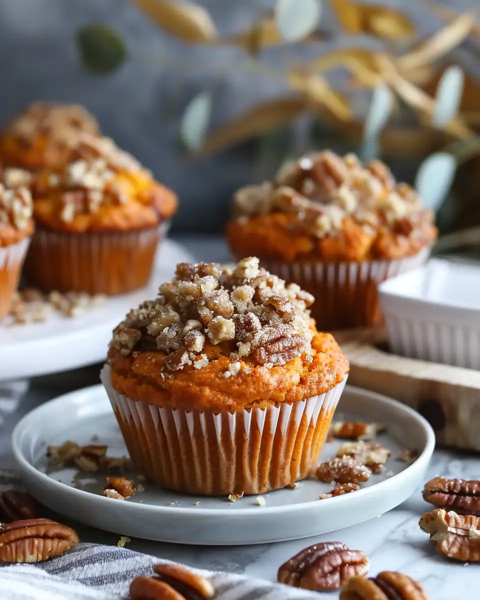 Pumpkin Muffins with Pecan Streusel Topping