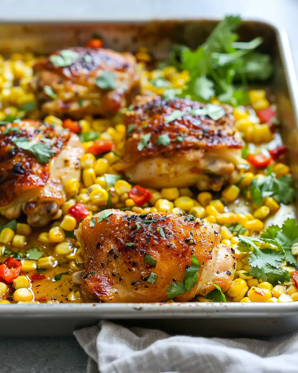 Sheet-Pan Chicken Thighs with Spicy Corn