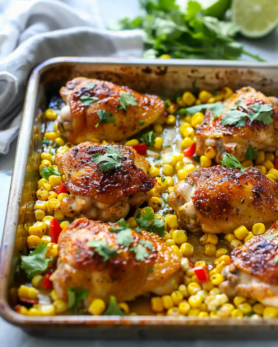 Sheet-Pan Chicken Thighs with Spicy Corn