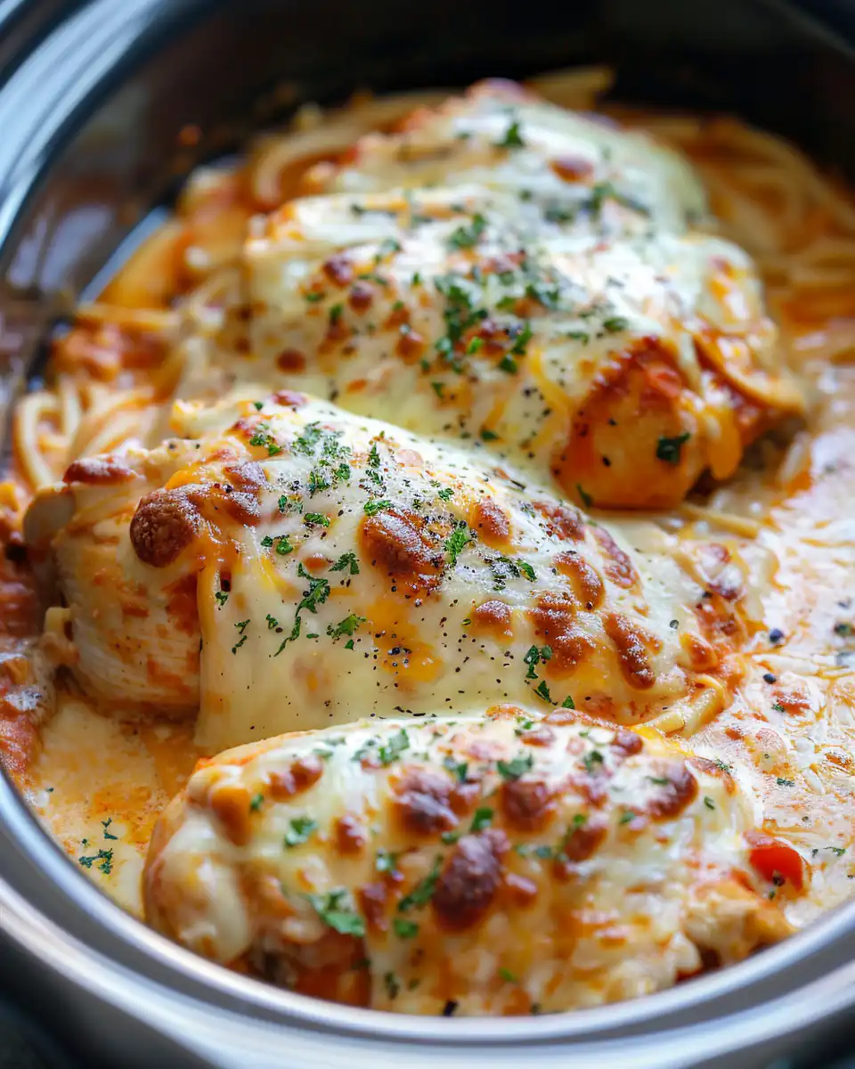 Slow Cooker Cheesy Mozzarella Chicken