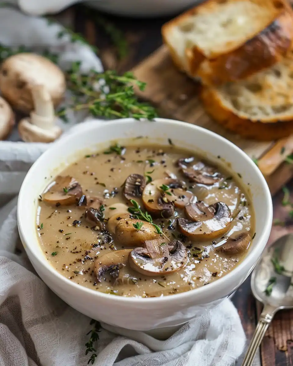 Slow Cooker Mushroom Soup with Sherry