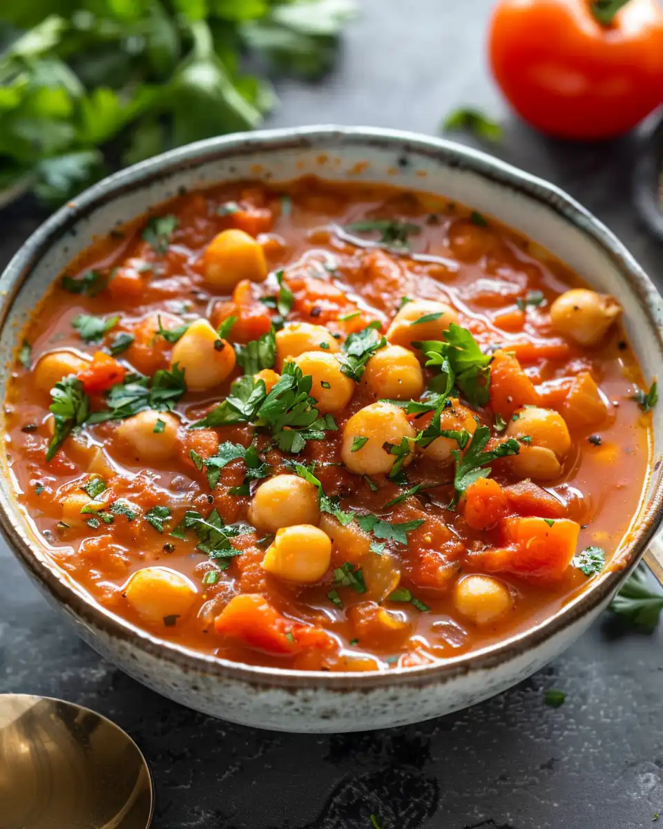 Spiced Tomato Chickpea Stew with Fresh Ginger