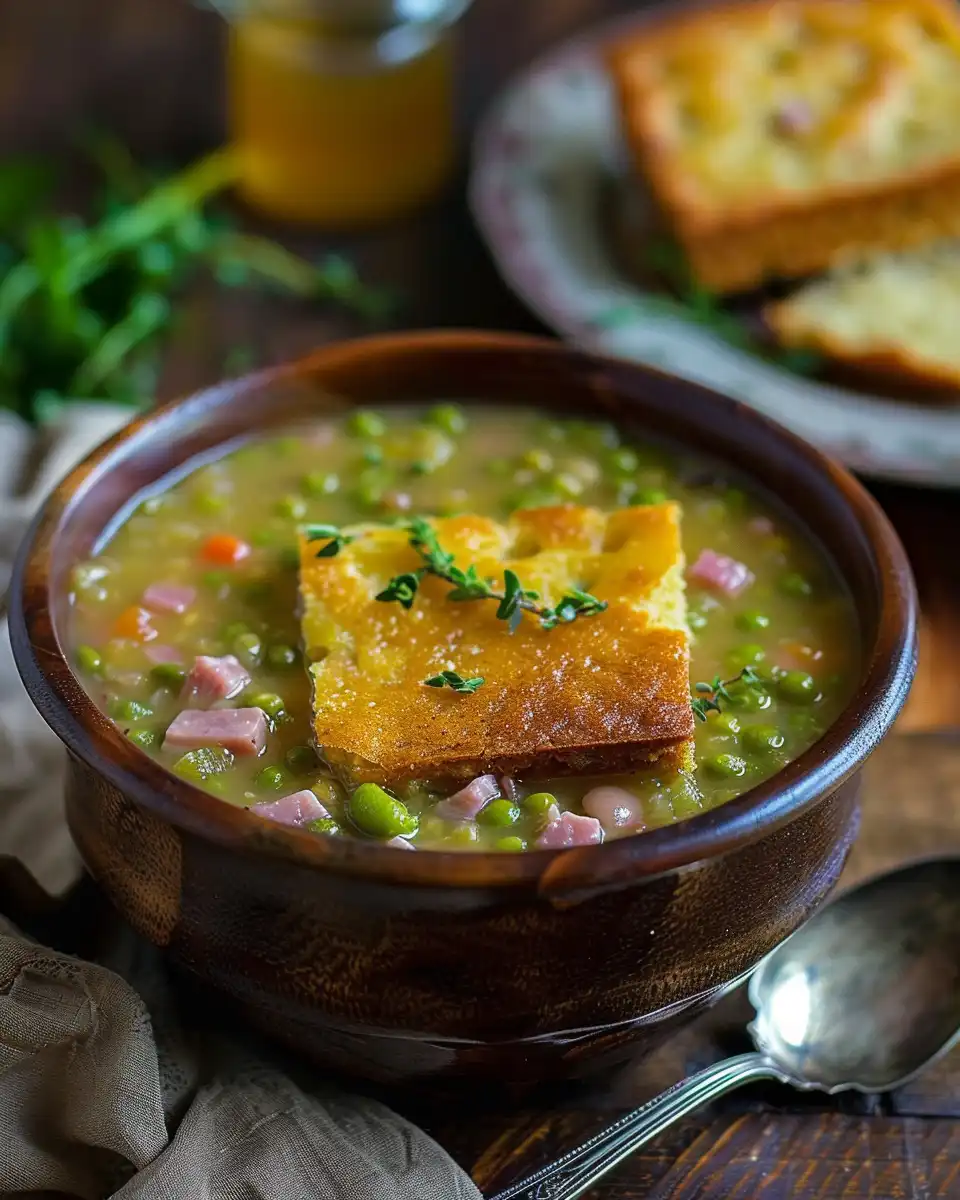 Split Pea & Ham Soup with Crusty Cornbread on the Side