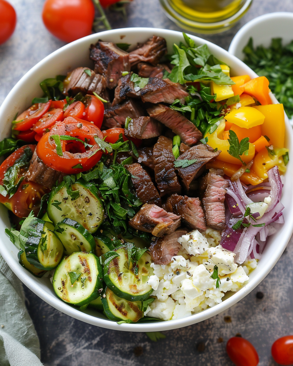 Steak Bowl Recipe Inspired by the Mediterranean Diet