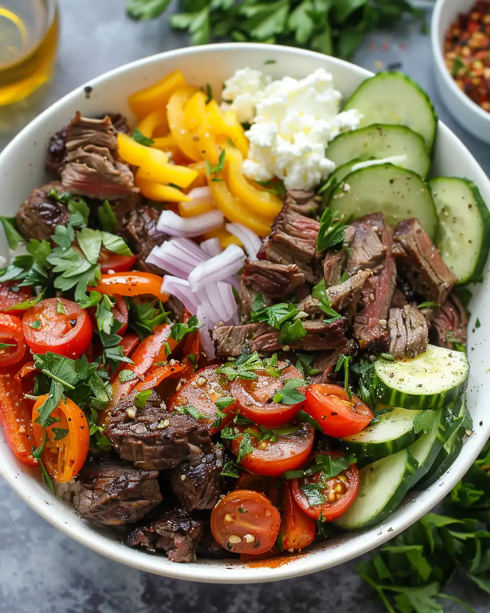 Steak Bowl Recipe Inspired by the Mediterranean Diet
