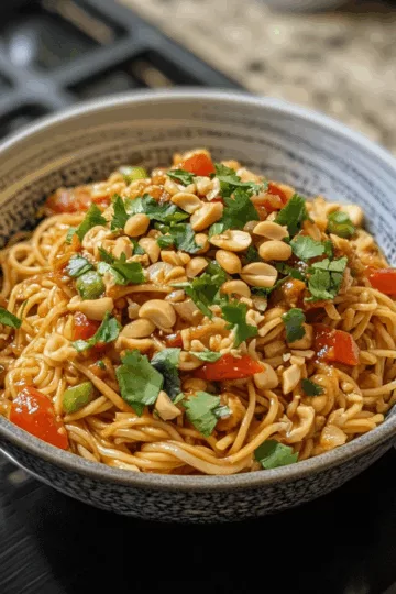 5 Minute Peanut Chili Noodles taken with iphone 15 pro max --iw 2 --ar 4:5 --v 6.1 --raw
