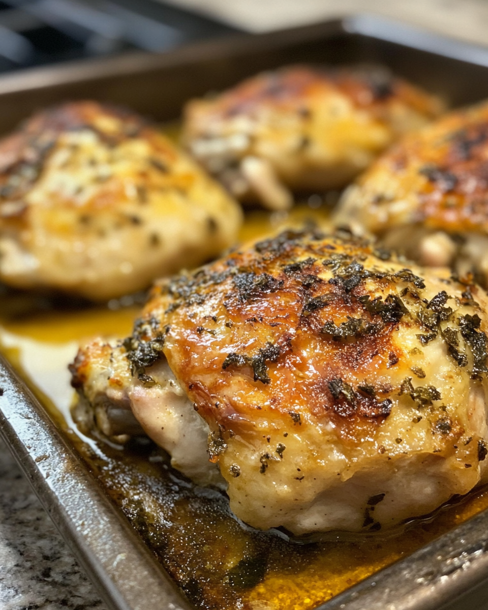Baked Mississippi chicken fresh from the oven with juicy butter and pepperoncini