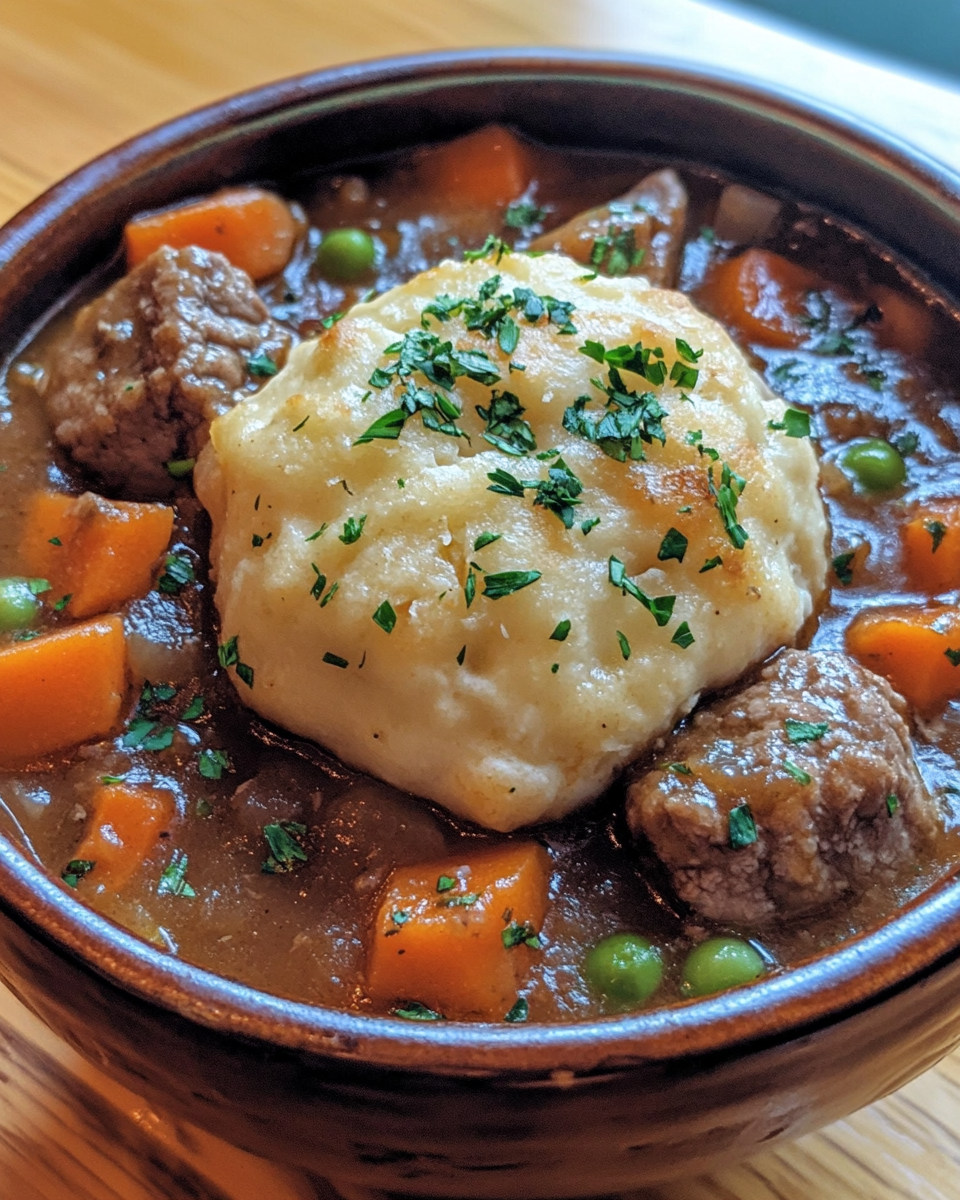 Pressure cooker with beef stew and herbed dumplings simmering inside
