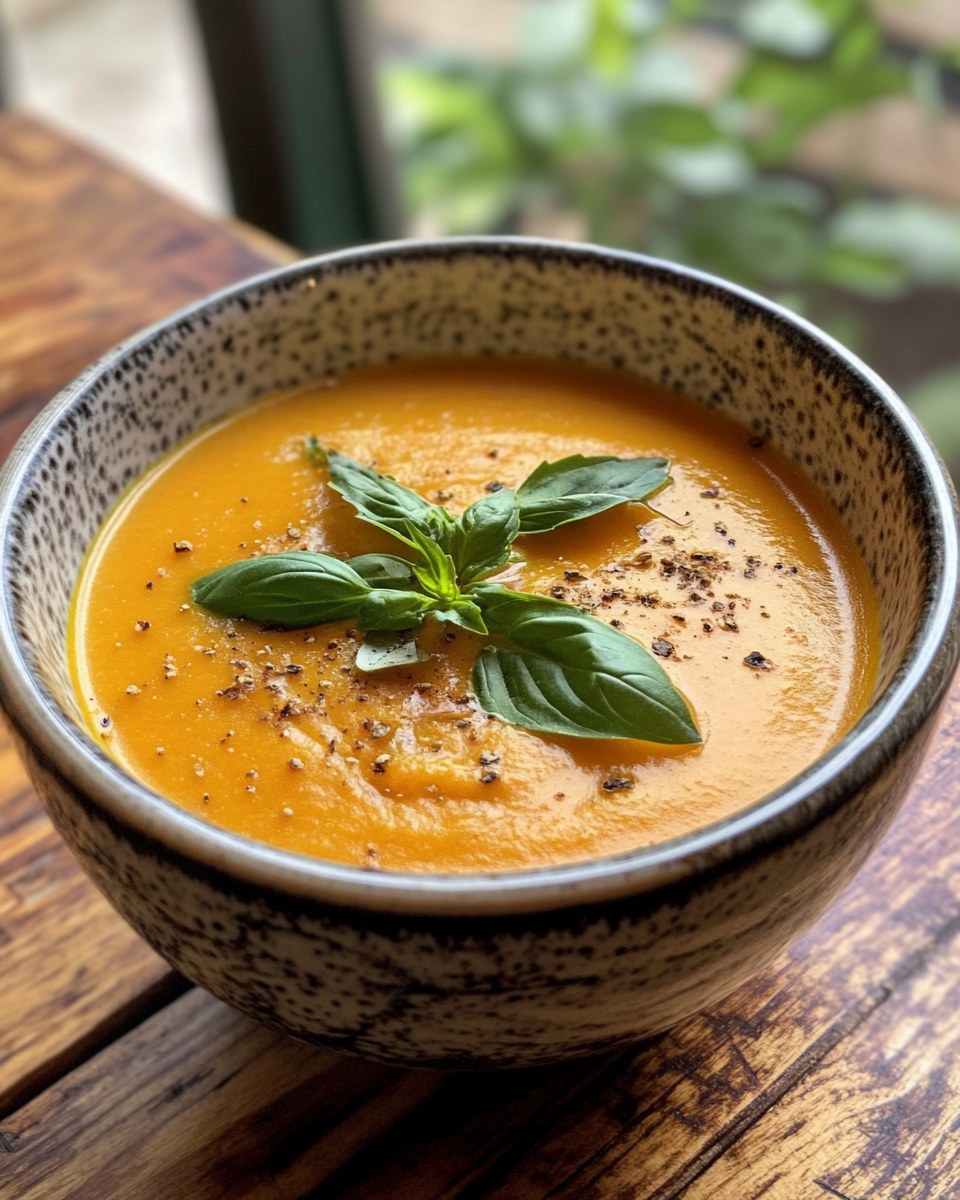 Comforting carrot ginger soup in a bowl, steaming and ready to serve