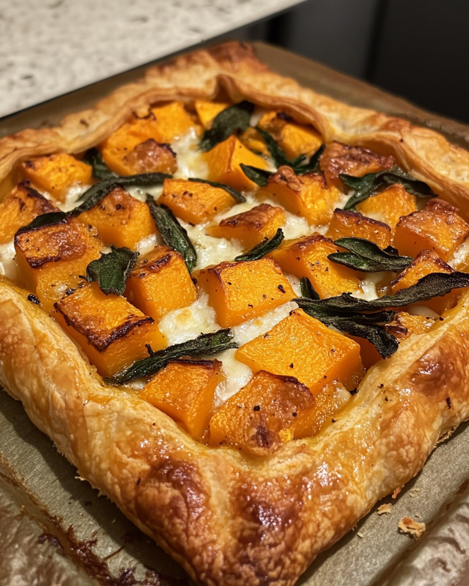 Roasted butternut squash and goat cheese galette fresh from the pressure cooker
