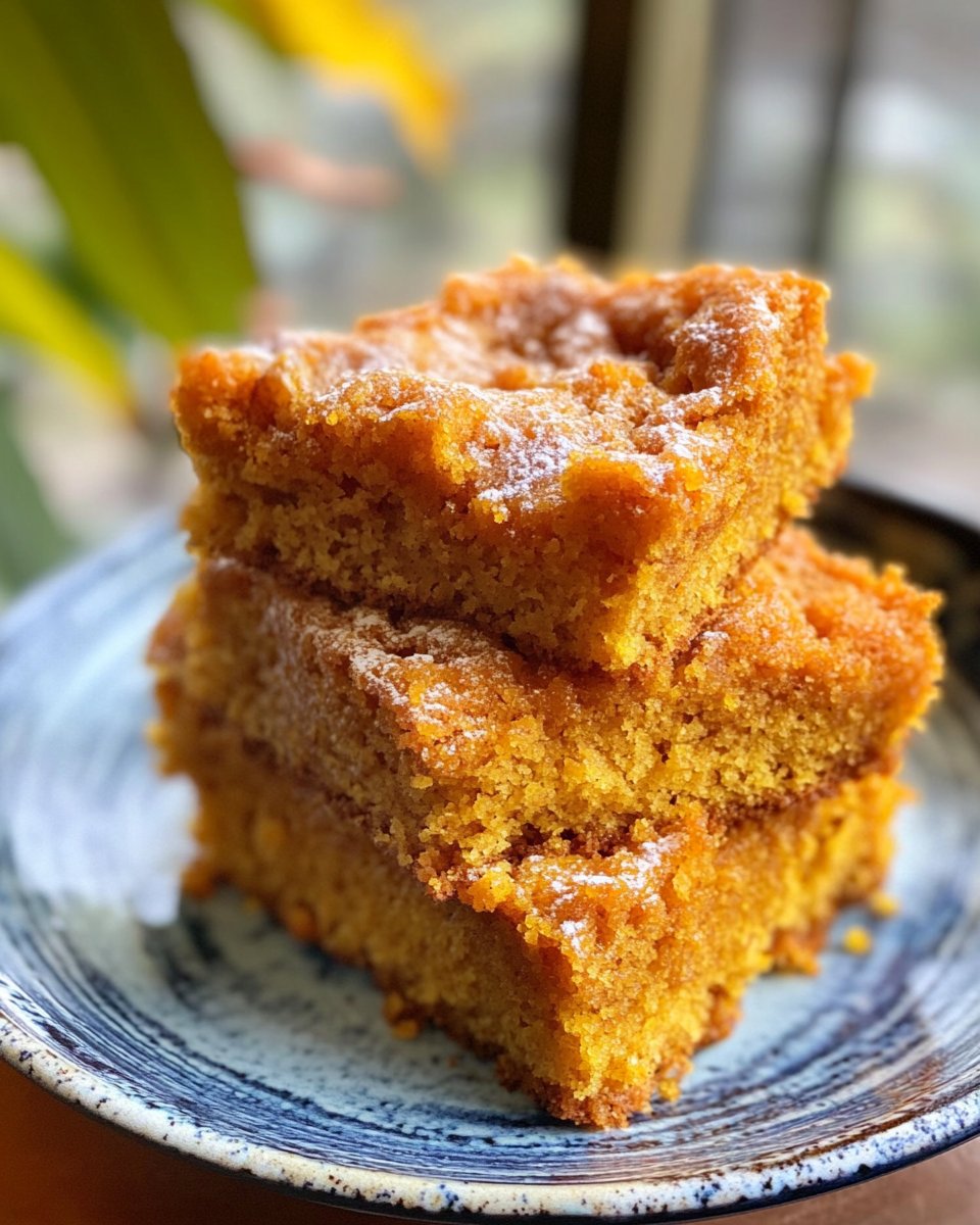 Butternut squash coffee cake slice topped with ginger caramel sauce
