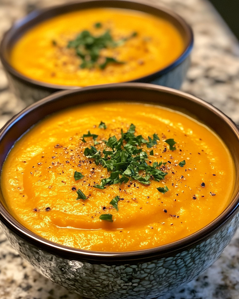 Steaming butternut squash carrot soup in pressure cooker with aroma