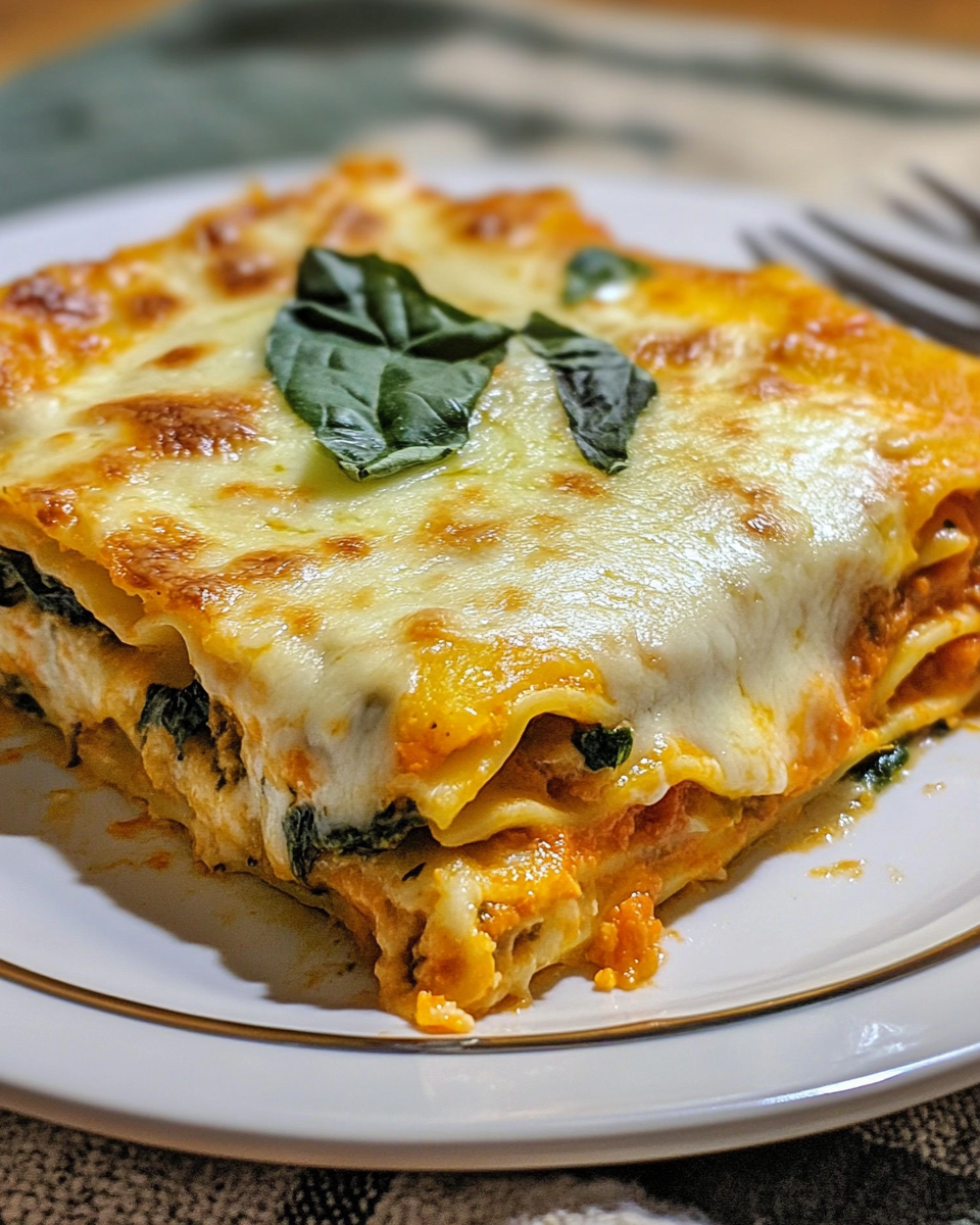 Ingredients for butternut squash lasagna arranged neatly including diced squash, herbs, cheese