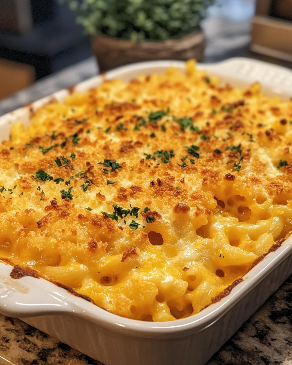 Golden baked butternut squash mac and cheese ready to be served