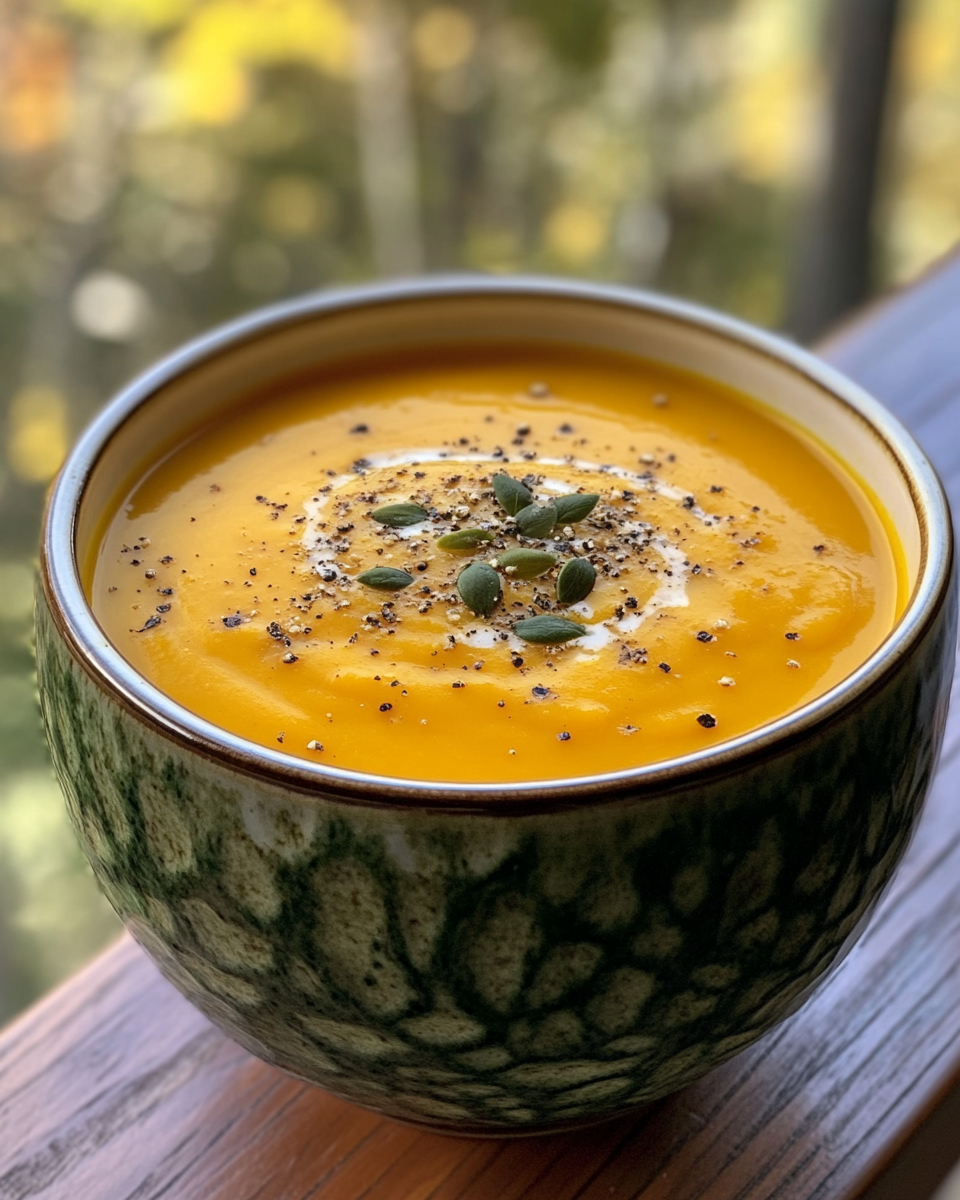 Pressure cooker with butternut squash soup and red peppers inside