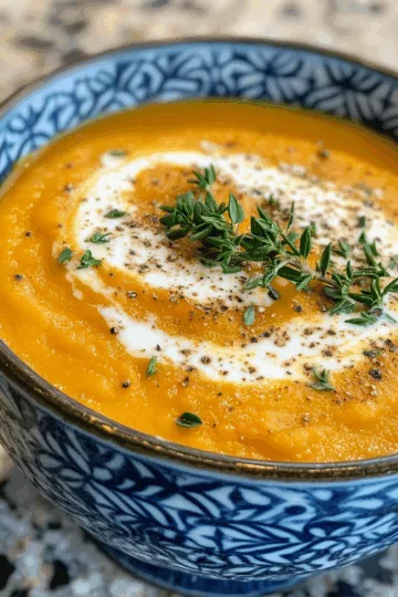 Carrot-Thyme Soup with Cream taken with iphone 15 pro max --iw 2 --ar 4:5 --v 6.1 --raw
