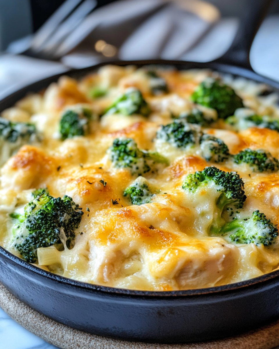 Pressure cooker releasing steam as chicken broccoli Alfredo casserole cooks inside
