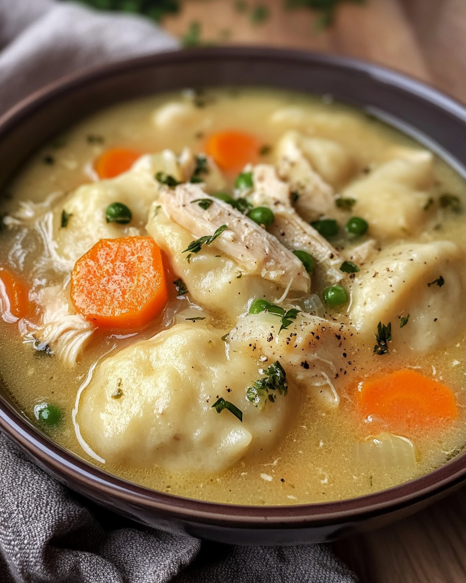 Pressure cooker steaming with homemade chicken and dumplings soup