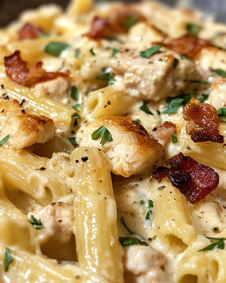 Fresh ingredients laid out for chicken bacon ranch pasta recipe