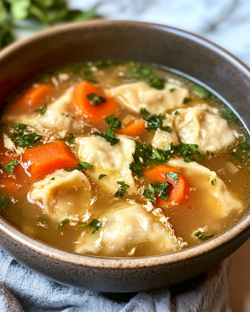 Rich chicken dumpling soup simmering in pressure cooker