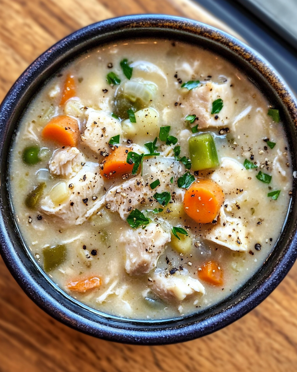 Pressure cooker with chicken pot pie soup starting to steam and hiss
