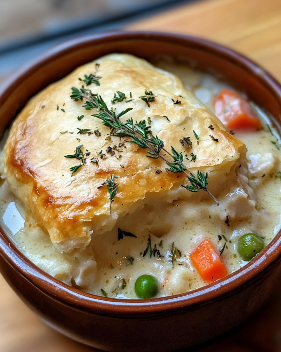 Pressure cooker chicken pot pie with buttery crust and creamy filling