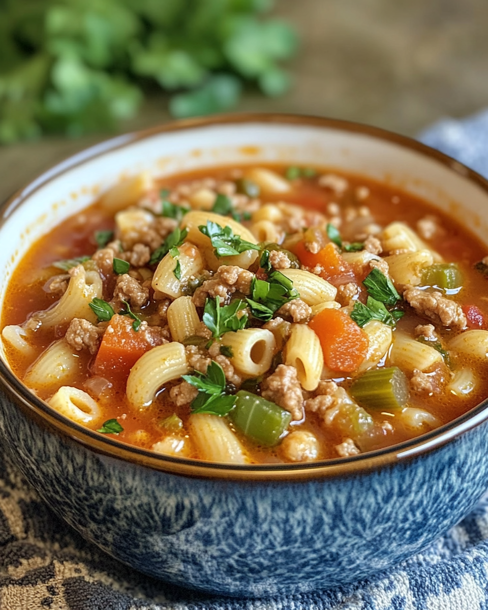 Copycat Olive Garden Pasta e Fagioli soup in crock pot with steam escaping