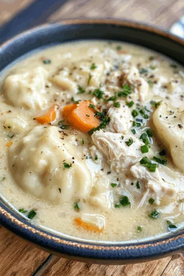 Creamy Chicken Dumpling Soup taken with iphone 15 pro max --iw 2 --ar 4:5 --v 6.1 --raw